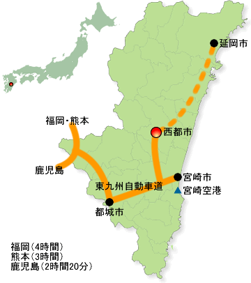 宮崎県内の地図